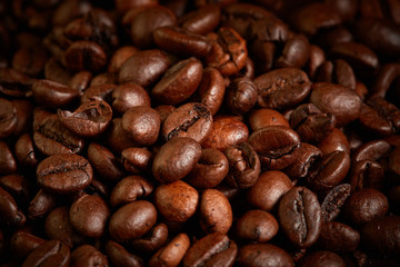 Close up of fresh Roasted coffee beans