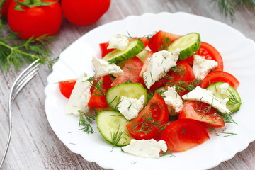 Vegetable salad with cheese