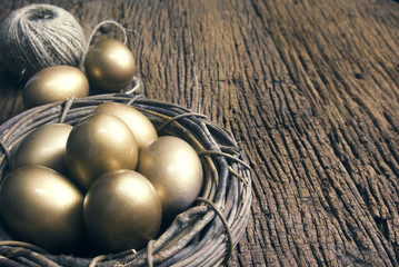 gold eggs and wood old