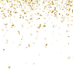 Festive background with golden confetti.
