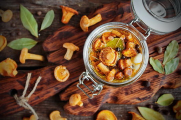 pickled chanterelles in jar © Lena