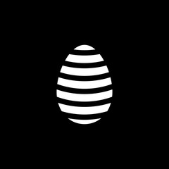 Easter egg solid icon, religion & holiday elements, egg with lines, a filled pattern on a black background, eps 10.