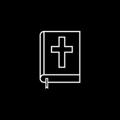 Fototapeta premium Holy bible book line icon, religion & christianity, Religious sign, a linear pattern on a black background, eps 10.