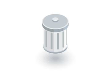 trash isometric flat icon. 3d vector colorful illustration. Pictogram isolated on white background