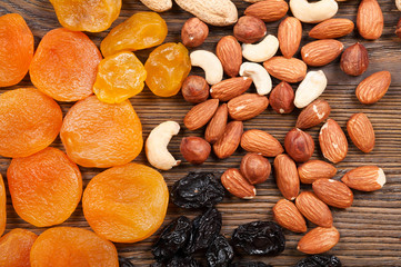 Different fruits and nuts