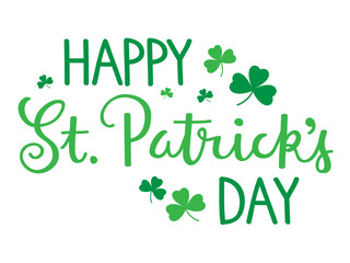 ST PATRICK’S DAY hand lettering banner with shamrocks