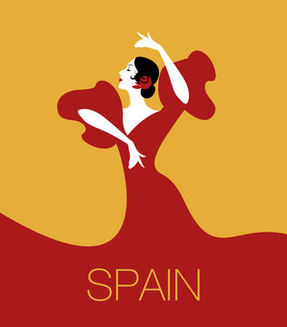 Spanish flamenco dancer. Vector Illustration