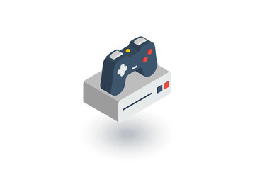 Console and joystick, gaming isometric flat icon. 3d vector colorful illustration. Pictogram isolated on white background © Hilch