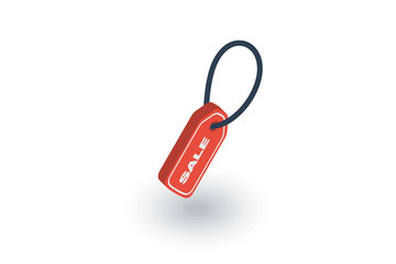 sale, price tag isometric flat icon. 3d vector colorful illustration. Pictogram isolated on white background
