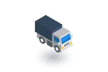 truck cab, van body, container isometric flat icon. 3d vector colorful illustration. Pictogram isolated on white background