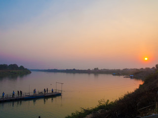 Fototapeta premium River and sunset in Ubon Ratchathani, Thailand