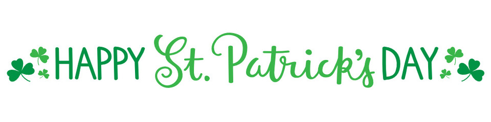 ST PATRICK’S DAY hand lettering banner with shamrocks