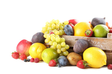 Ripe and tasty fruits isolated on a white