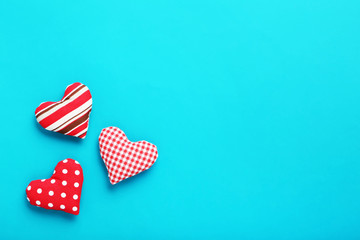 Love hearts on the blue background