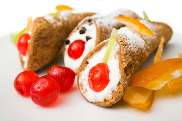 Sicilian Cannoli, Italian dessert 
