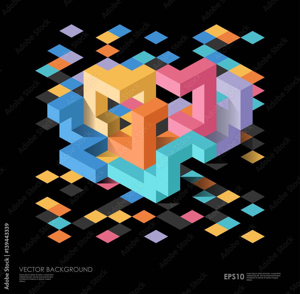 Poster isometric abstract background with geometric figures. vector design layout for business presentation