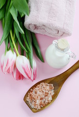 Natural ingredients for homemade body salt scrub