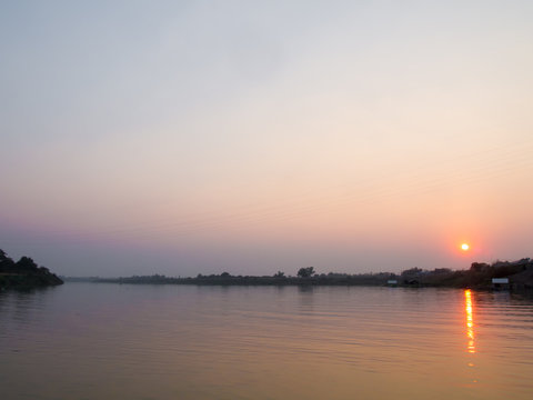 River and sunset in Ubon Ratchathani, Thailand