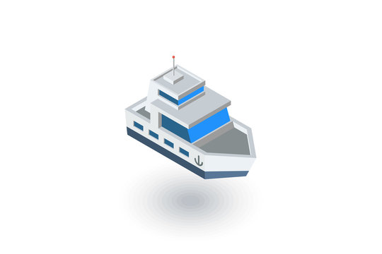 Yacht boat isometric flat icon. 3d vector colorful illustration. Pictogram isolated on white background