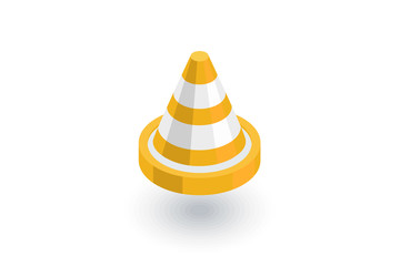 traffic cone isometric flat icon. 3d vector colorful illustration. Pictogram isolated on white background