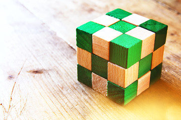 image of square wooden cube puzzle