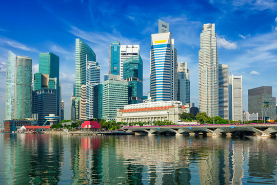 Singapore skyscrapers with reflection