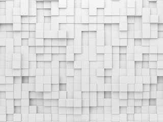 White geometric abstract background with array of cubes.