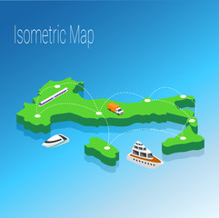 Map Italy isometric concept.