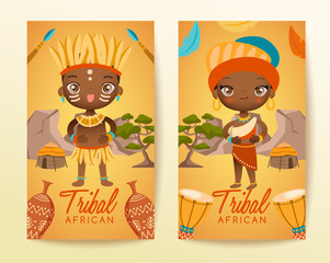 Tribal African traditional costumes : Vector Illustration