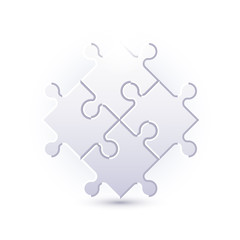 Fototapeta premium 4 puzzle pieces rhombus form with shadow. Vector illustration.