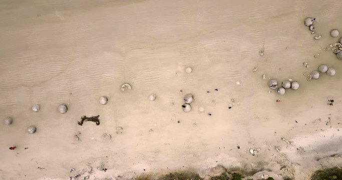 Aerial view of  Moeraki Boulders in New Zealand