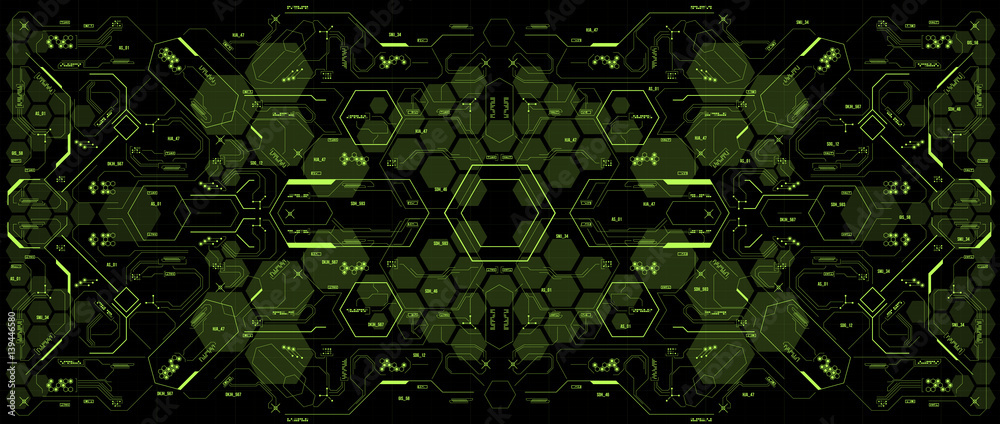 Poster background with futuristic user interface. design concept with hud elements.