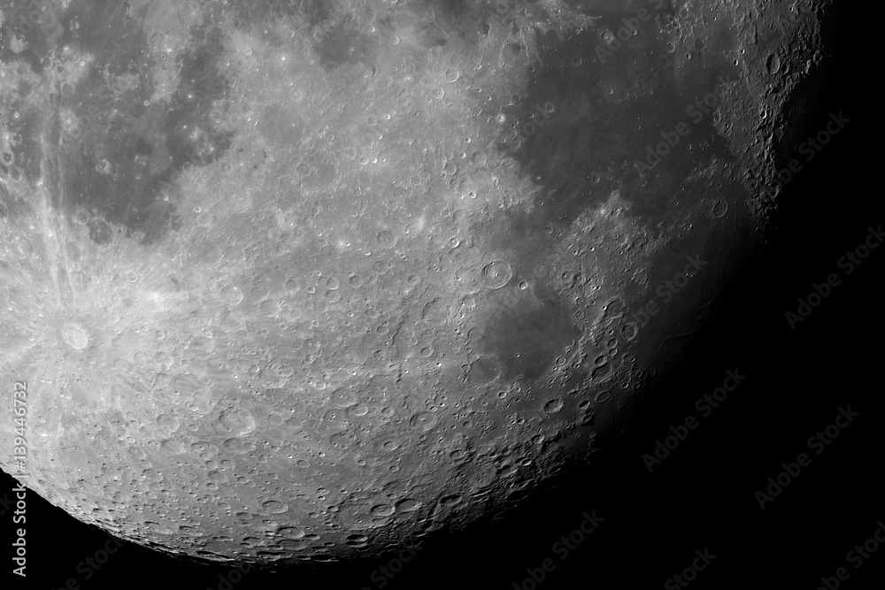 Canvas Prints close-up of the moon surface. main objects and areas: mare nectaris, theophilus, mare fecunditatis, 