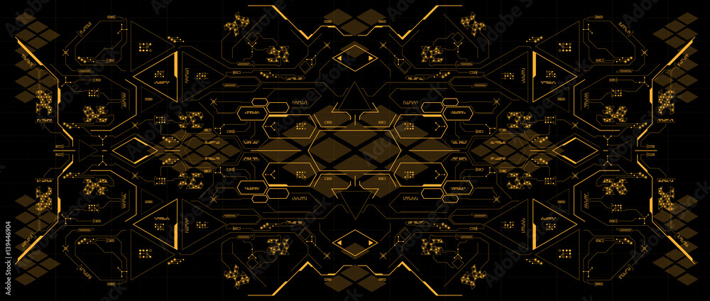 Poster background with futuristic user interface. design concept with hud elements.