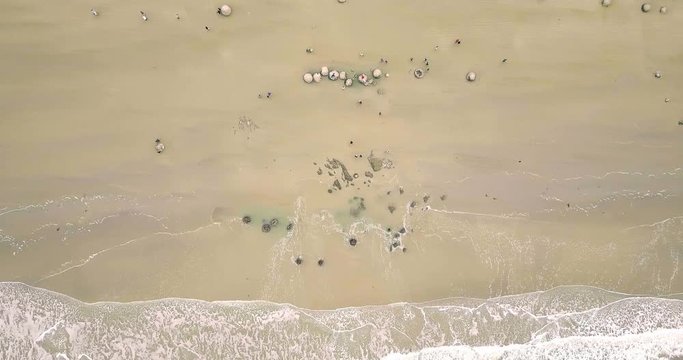 Aerial view of  Moeraki Boulders in New Zealand