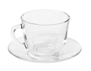 Empty Glass cup and saucer