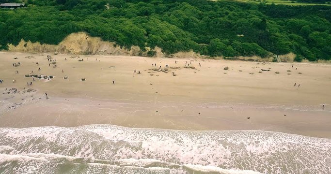 Aerial view of  Moeraki Boulders in New Zealand