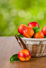 Fresh nectarines in the basket