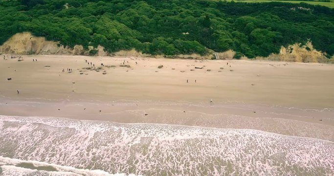 Aerial view of  Moeraki Boulders in New Zealand