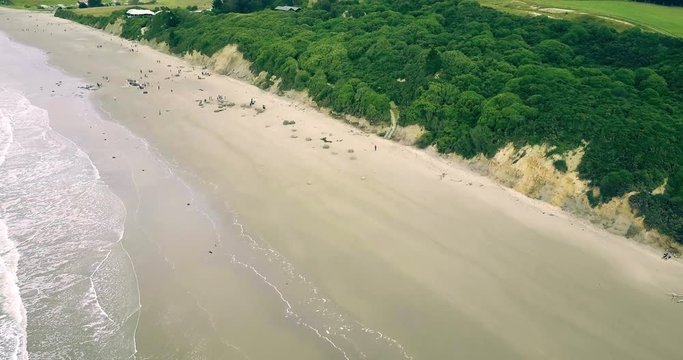 Aerial view of  Moeraki Boulders in New Zealand