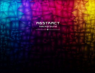 Abstract low poly triangles background. Geometric polygonal design. Multicolor. Warm colors and shades. All colors of the rainbow. Red, blue, yellow, green. Light to dark, stretching.