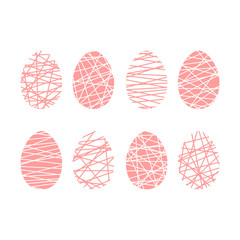 Vector set of line Easter egg art