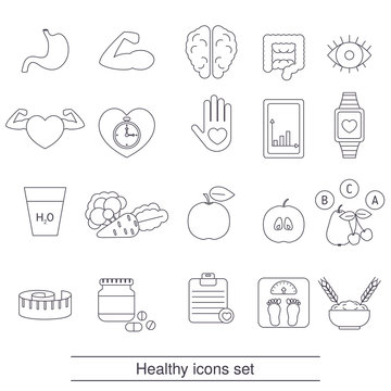 Healthy lifestyle icons set