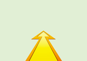 golden arrow with a stroke up on white background