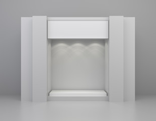 Shop exterior with large empty showcase. Mock up. 3d rendering