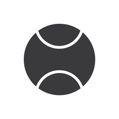 Simple flat tennis ball icon, grayscale on white background