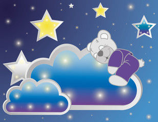 Naklejka premium Vector three-dimensional star, clouds, pattern