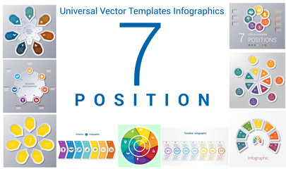 Universal templates set infographics 7 positions