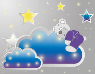 Vector three-dimensional star, clouds, pattern