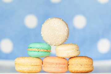 Colorful Pastel Macarons Cookie Dessert